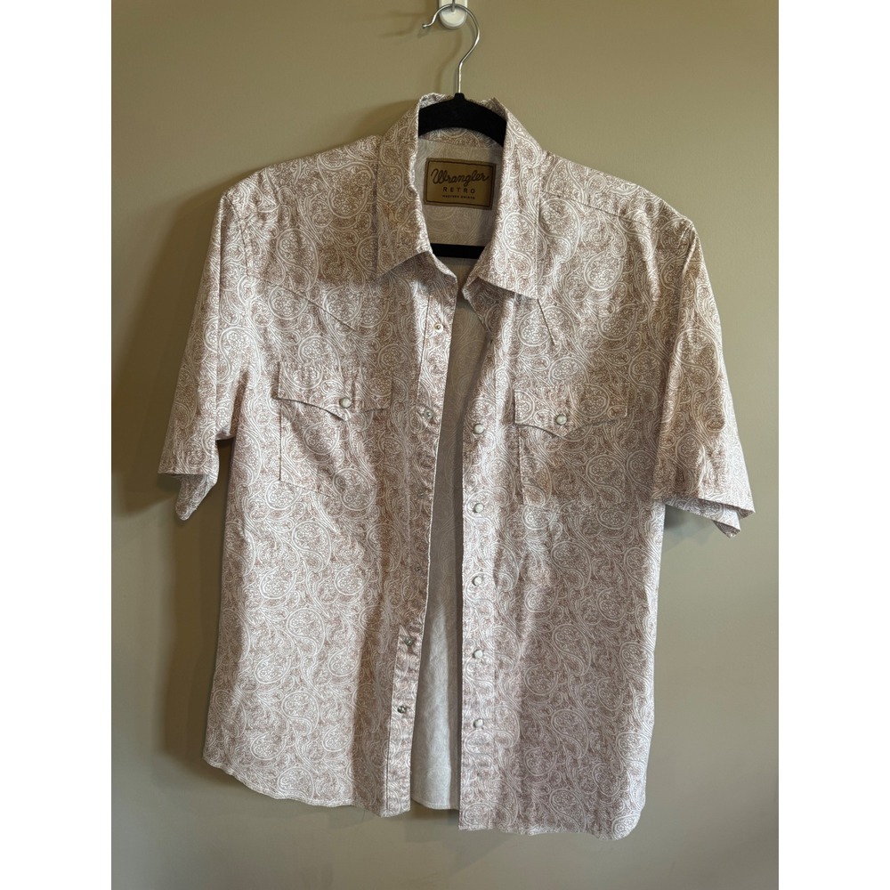 Wrangler Retro Western Shirt Men's Medium Paisley Print Short Sleeve